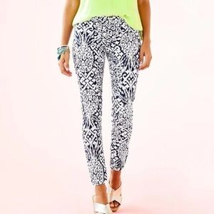 Lilly Pulitzer Kelly Ankle Length Skinny Pant - Navy Pineapple Party print sz 6